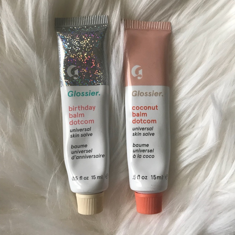 Glossier Birthday & Coconut balm dotcom lip balm